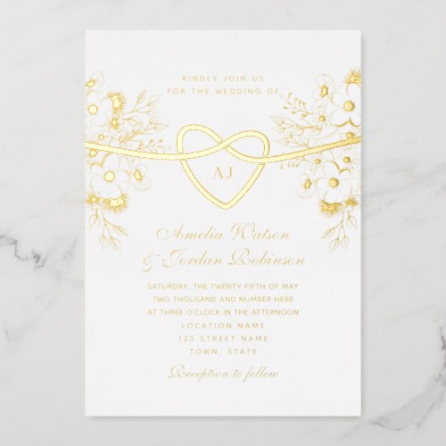 Gilded Floral Gold Wedding Foil Invitation