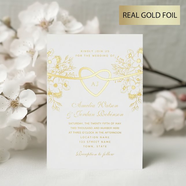 Gilded Floral Gold Wedding Foil Invitation (Creator Uploaded)