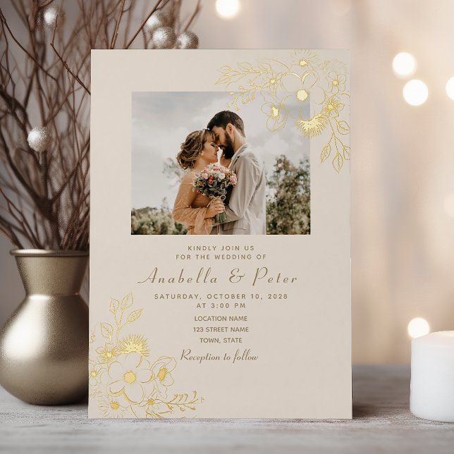 Gilded Floral Gold Wedding Foil Invitation (Creator Uploaded)