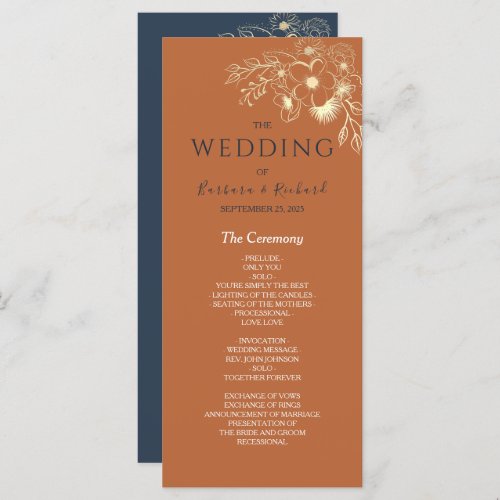 Gilded Floral Gold Wedding Program