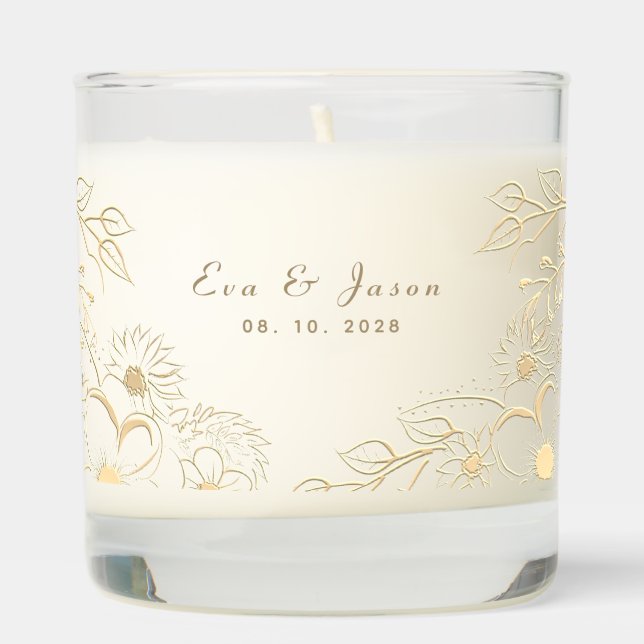 Gilded Floral Gold Wedding Scented Candle (Right)