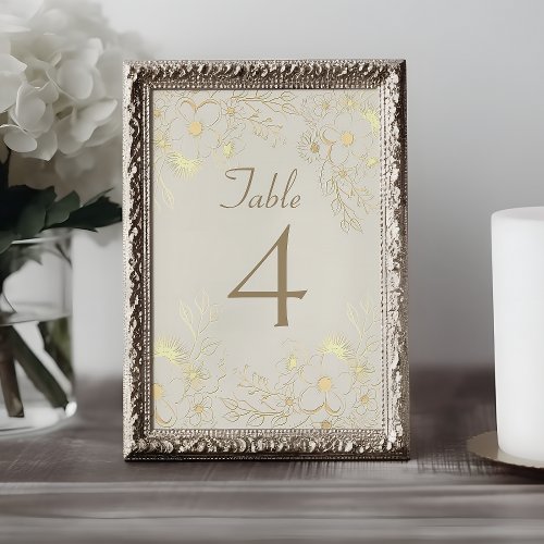 Gilded Floral Gold Wedding Table Number