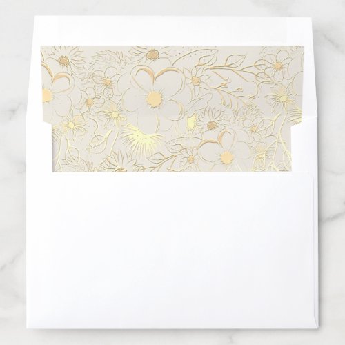 Gilded Floral Lace Gold Wedding Envelope Liner