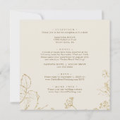 Gilded Floral Navy Gold All In One Square Wedding Invitation (Back)