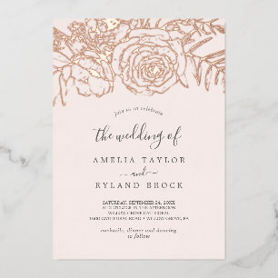 Gilded Floral Rose Gold Foil Blush The Wedding Of Invitation
