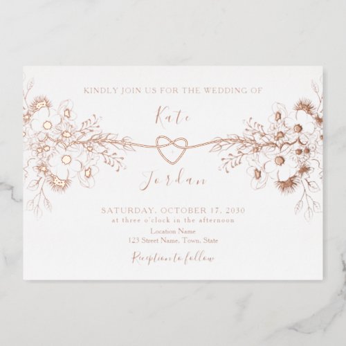 Gilded Floral Rose Gold Wedding Foil Invitation