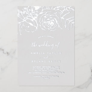 Gilded Floral   Silver Foil Gray The Wedding Of Invitation
