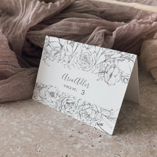 Gilded Floral   Silver White Wedding Place Cards