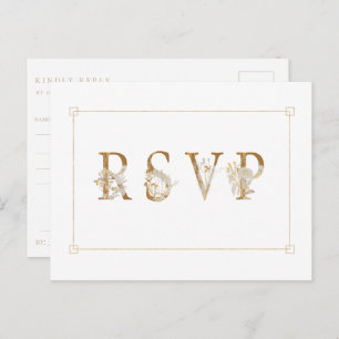 Gilded Floral Wedding RSVP Song Request Invitation