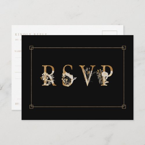 Gilded Floral Wedding RSVP Song Request Invitation Postcard