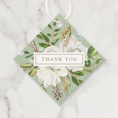 Gilded Floral Wedding Thank You Favor Tags