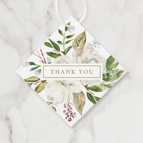 Gilded Floral Wedding Thank You Favor Tags