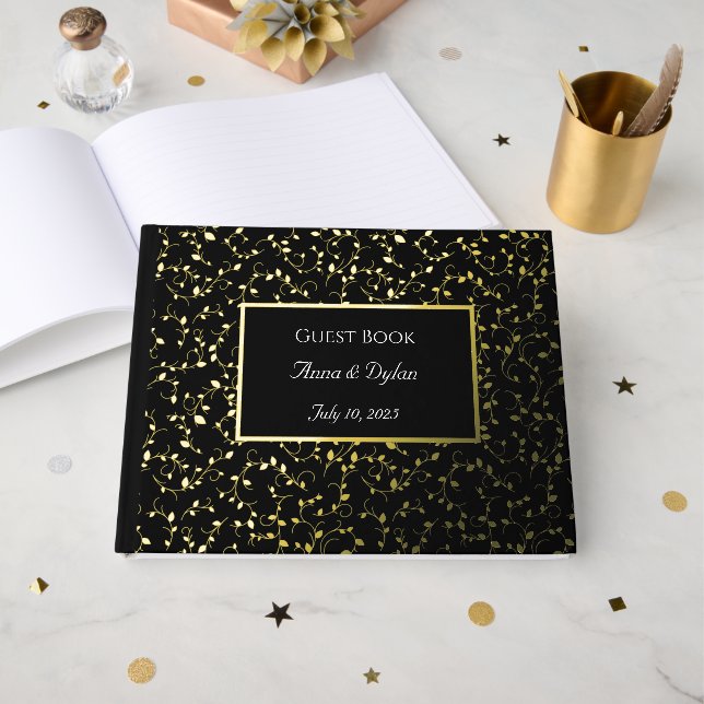 Gilded Foil Wedding Guest Book  (Front Open)