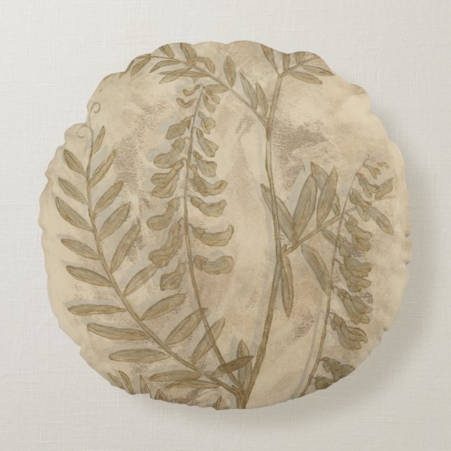 Gilded Foliage I Round Pillow (Front)