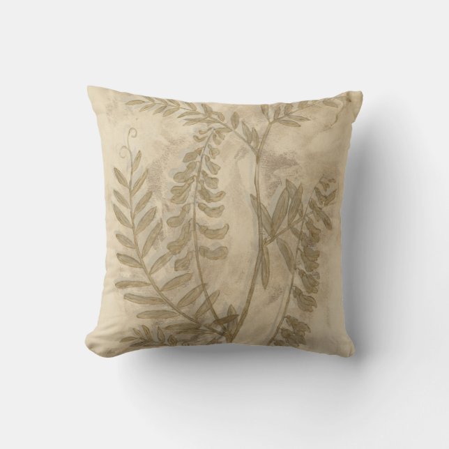 Gilded Foliage I Throw Pillow (Front)