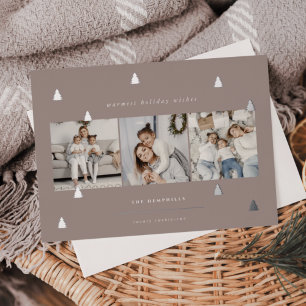 Gilded Forest Elegant Christmas Photo Collage Foil Holiday Card