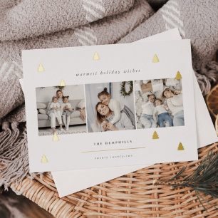 Gilded Forest   Elegant Christmas Photo Collage Foil Holiday Card