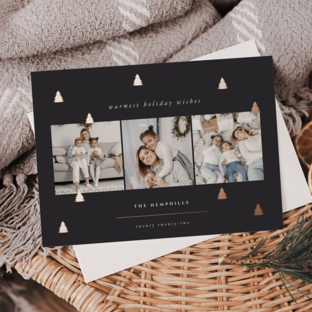 Gilded Forest | Elegant Christmas Photo Collage Foil Holiday Card (Creator Uploaded)