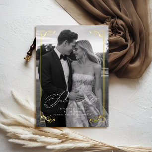 Gilded Formal Frame Photo Wedding Save the Date Foil Invitation