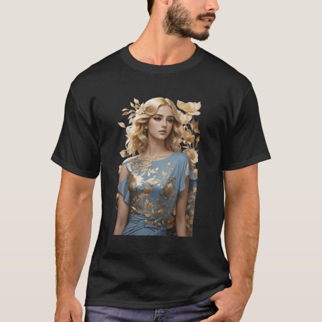 Gilded Garden Fantasy Luxury Art Nouveau Dress T-Shirt (Front)