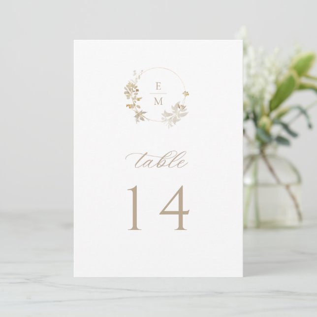 Gilded Garden Monogram Wedding Table Number (Standing Front)