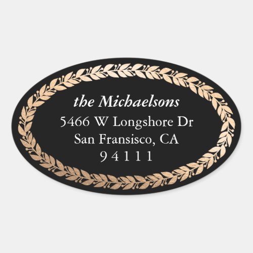 Gilded Garland Elegant Oval Oval Sticker