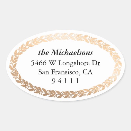 Gilded Garland Elegant Oval Oval Sticker