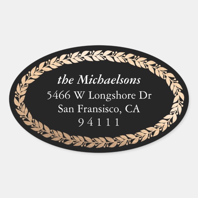 Gilded Garland Elegant Oval Sticker (Front)