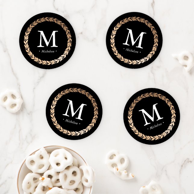 Gilded Garland Monogrammed Coaster Set (In Situ)