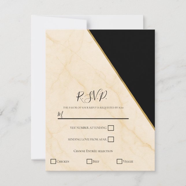 Gilded Geometry Luxe Ivory & Gold Marble RSVP Invitation (Front)