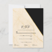 Gilded Geometry Luxe Ivory & Gold Marble RSVP