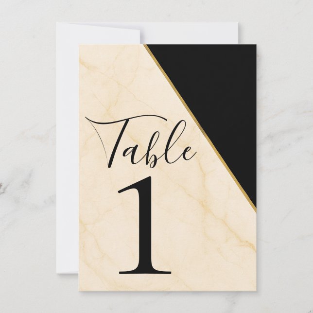 Gilded Geometry Luxe Ivory Gold Marble Table  Invitation (Front)