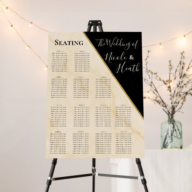 Gilded Geometry Luxe Ivory & Gold Marble Wedding  Foam Board (In Situ (Stand))