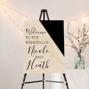 Gilded Geometry Luxe Ivory & Gold Marble Wedding  Foam Board