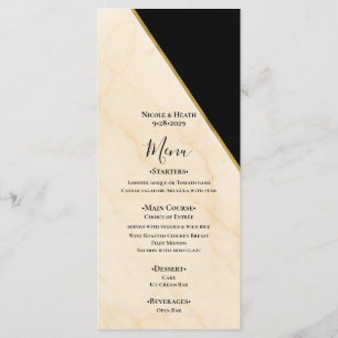 Gilded Geometry Luxe Ivory & Gold Marble Wedding  Menu