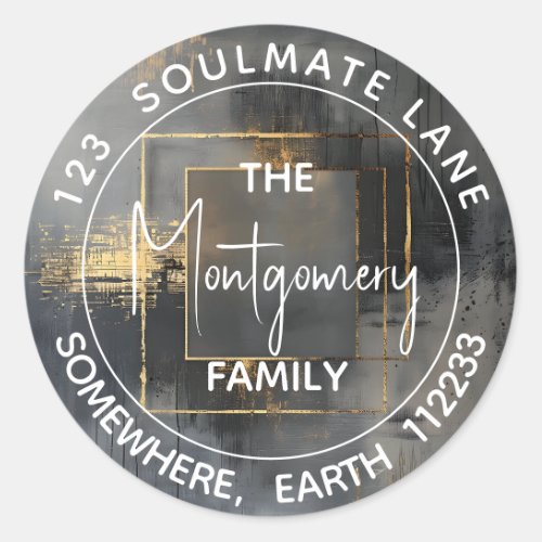 Gilded Geometry VI Modern Chic Grey Gold Classic Round Sticker