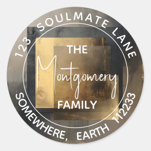 Gilded Geometry VIII Modern Chic Grey Gold Classic Round Sticker