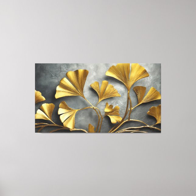 Gilded Ginkgo: Metal Artistry Canvas Print (Front)