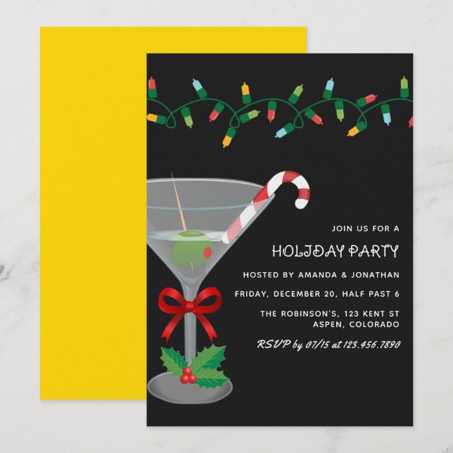 Gilded Glam Christmas Holiday Cocktail Party Invitation (Front/Back)