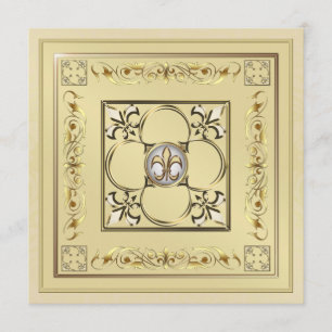 Gilded Gold Fleur De Lis Wedding Invitation