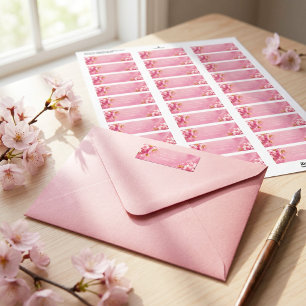 Gilded Gold Leaf Pink Cherry Blossom Label