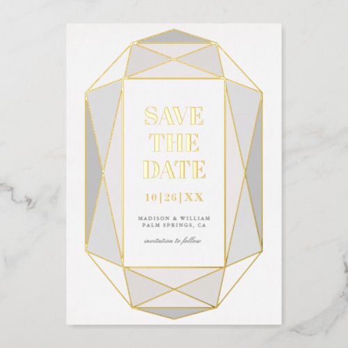 Gilded Gold Modern Diamond Save The Date REAL Foil Invitation