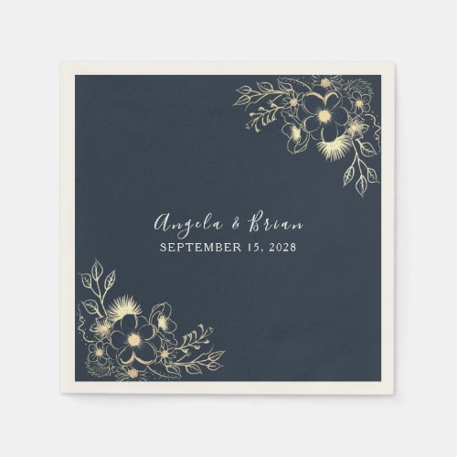 Gilded Gold Navy Napkins