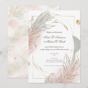 Gilded Gold Sage & Blush Botanical Wedding Invitation