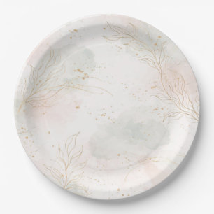 Gilded Gold Sage & Blush Botanical Wedding  Paper Plates