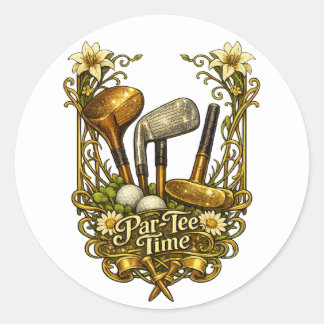 Gilded Golf Par-Tee Time Classic Round Sticker