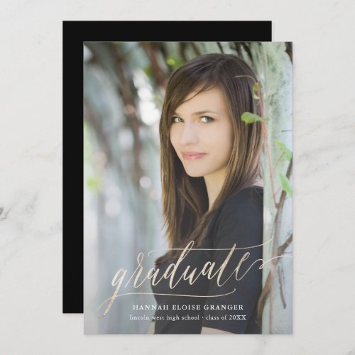 Gilded Grad Gold Script in Faux Foil Graduation Invitation