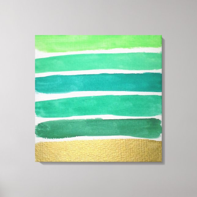 Gilded Green Stripes Canvas Print (Front)