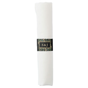 Gilded Greenery Black Christmas Holiday Wedding Napkin Bands