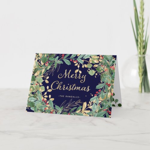 Gilded Greenery  Merry Christmas Holiday Card